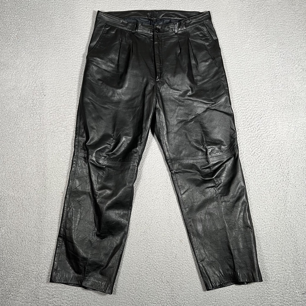 Scully‎ Pants Mens 34x27 Black Genuine Leather Relaxed Baggy Fit Cowboy Western